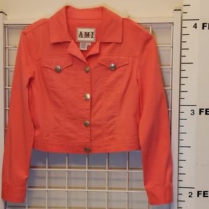 AMI | Denim Trucker Jacket | Coral with Silver Buttons | Medium